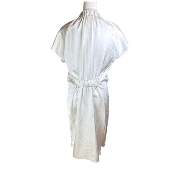 Zero + Maria Cornejo Stella Silver White Satin Ruched Gathered Cocktail Dress - Picture 7 of 16